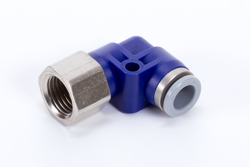 Elbow push-in fittings, female thread, turnable, POM