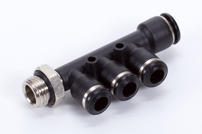 Air distributor, threads to push-in, PA