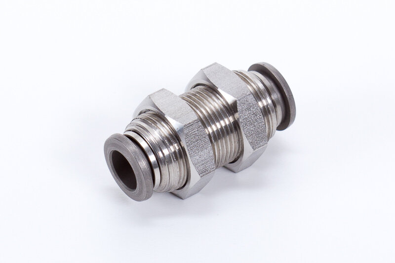 Straight bulkhead fittings, push-in connections