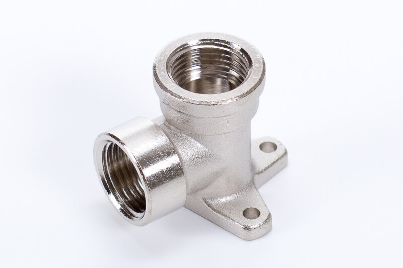 Elbow pipe joints, 2 x female thread, for wall mounting