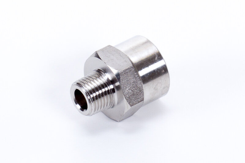 Double reducing nipple, 1 x male thread (small), 1 x female thread (big), conical
