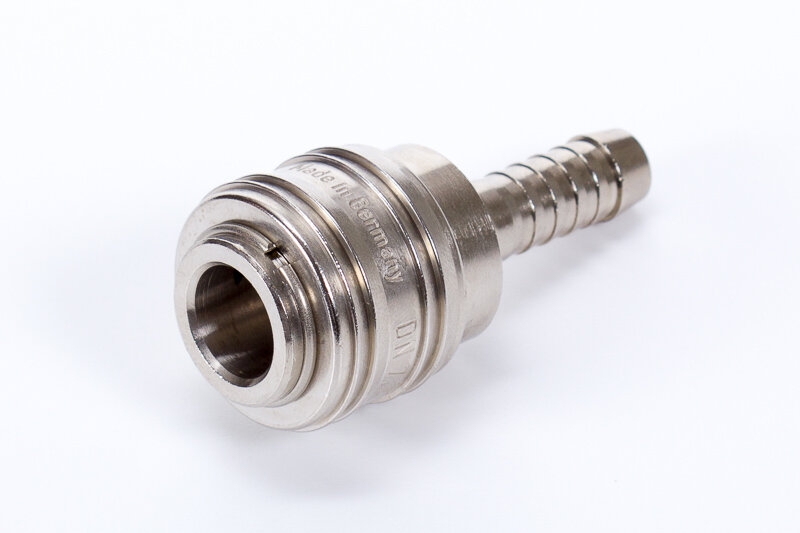 Sockets, barbed hose connection, European profile