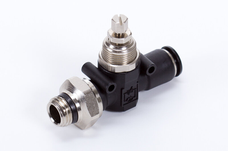 Exhaust air flow control, push-in connections / thread, for screw driver