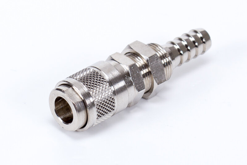 Sockets, bulkhead, barbed hose connection, Mignon profile
