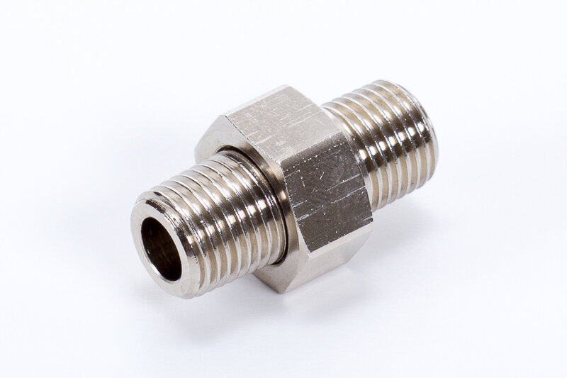 Double nipple, 3-piece, 2 x male thread, conical